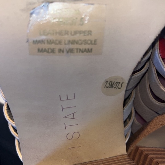 1. STATE size 7.5 Licha Mules Brown beige Woven Leather Slip On Block HEELS - Picture 5 of 8